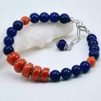 Bloedkoraal - Zilver - Armband - KORAAL EN LAPIS LAZULI