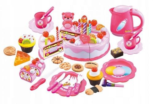 Speelgoed eten - taart set - 80 delig - roze, Kinderen en Baby's, Speelgoed | Educatief en Creatief, Nieuw, Ophalen of Verzenden