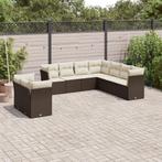 vidaXL 9-delige Loungeset met kussens poly rattan bruin, Verzenden, Nieuw, Rotan, Loungeset