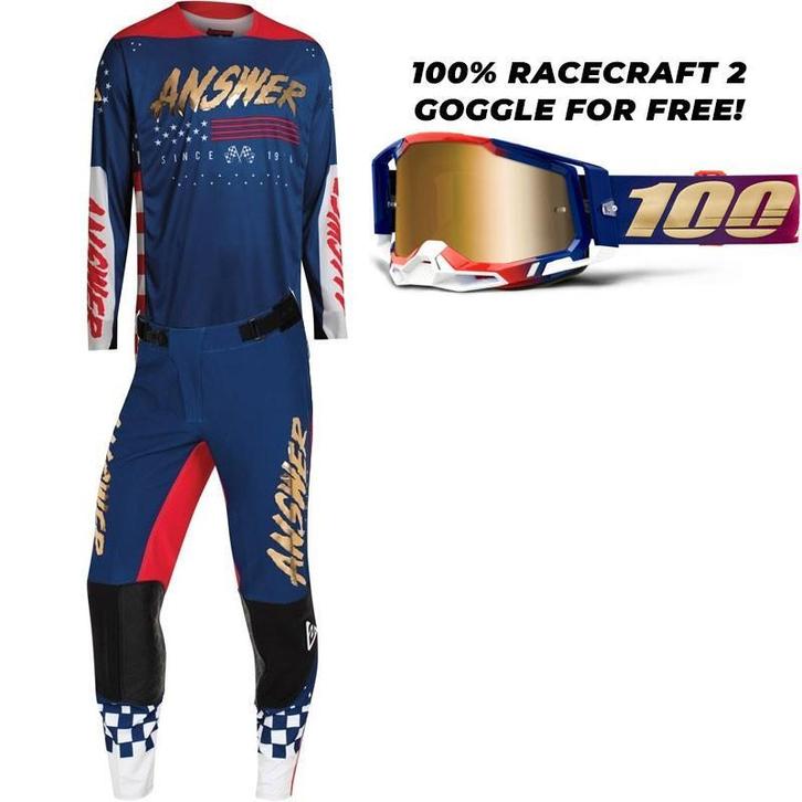 Crosskleding set Answer MAAT 28 / S / M  + GRATIS CROSSBRIL, Motoren, Kleding | Motorkleding, Nieuw met kaartje, Motorcrosskleding