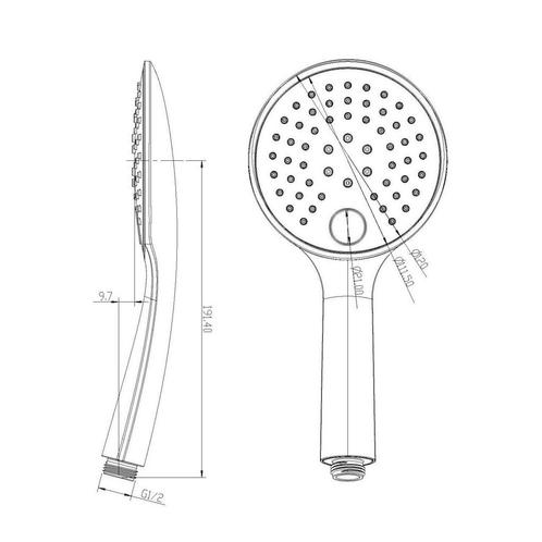 Handdouche BWS Cole 3 Standen Kunststof Geborsteld Staal, Doe-het-zelf en Verbouw, Sanitair, Ophalen of Verzenden