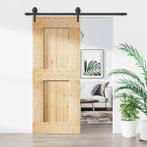vidaXL Schuifdeur met beslag 85x210 cm massief grenenhout, Doe-het-zelf en Verbouw, Deuren en Horren, Verzenden, Nieuw