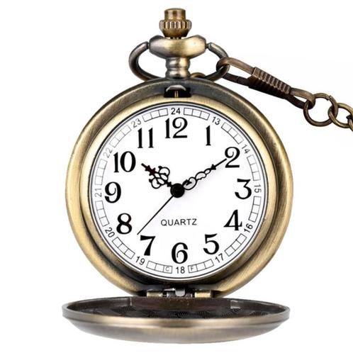 Fako® - Zakhorloge - XXL - Classic - Ø 47mm - Bronskleurig, Sieraden, Tassen en Uiterlijk, Horloges | Heren, Verzenden
