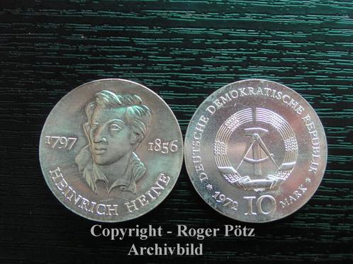 Ddr 10 Mark 1972 Heinrich Heine zilver, Postzegels en Munten, Munten | Europa | Niet-Euromunten, Verzenden
