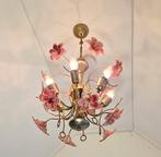 Kroonluchter - Geblazen - Roze bloemen