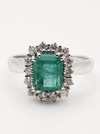 Ring - 18 karaat Witgoud Smaragd - Diamant, Sieraden, Tassen en Uiterlijk, Ringen, Nieuw