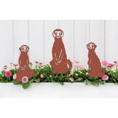 Geluksdieren, Stokstaartjes/ Meerkats Familie Ricci Ruby en, Tuin en Terras, Tuinwanddecoratie, Verzenden