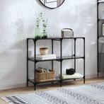 vidaXL Wandtafel met zwart glazen blad 98x30x81 cm staal, Verzenden, Nieuw, Metaal, 50 tot 100 cm