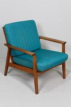 Vintage blauwe fauteuil - jaren 60, Hout, Gebruikt, Mid century, Minder dan 75 cm