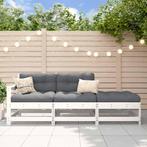 vidaXL 3-delige Loungeset met kussens massief hout wit, Verzenden, Nieuw, Hout, Loungeset
