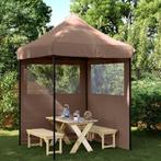 vidaXL Partytent inklapbaar pop-up met 2 zijwanden bruin, Verzenden, Nieuw, Partytent