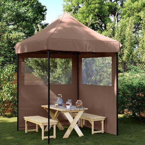 vidaXL Partytent inklapbaar pop-up met 2 zijwanden bruin, Tuin en Terras, Partytenten, Partytent, Nieuw, Verzenden