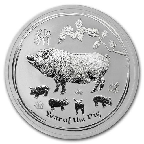Lunar II - Year of the Pig - 2 oz 2019, Postzegels en Munten, Munten | Oceanië, Losse munt, Zilver, Verzenden