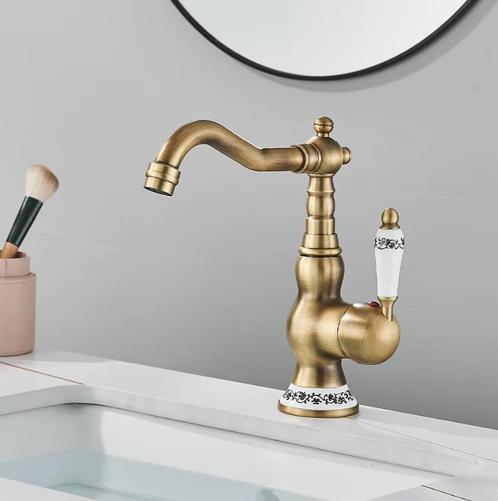 Klassieke Antiek Bronzen Wastafelkraan - Kraan van Brons, Doe-het-zelf en Verbouw, Sanitair, Kraan, Nieuw, Verzenden