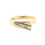 Bicolor gouden ring met diamant | 0,03 ct. (witgoud), Sieraden, Tassen en Uiterlijk, Ringen, Goud, Met edelsteen, Gebruikt, 17 tot 18