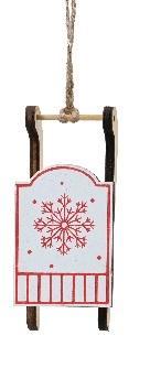 Hanger houten slee – wit met rood figuurtjes voor, Hobby en Vrije tijd, Knutselen, Nieuw, Ophalen of Verzenden
