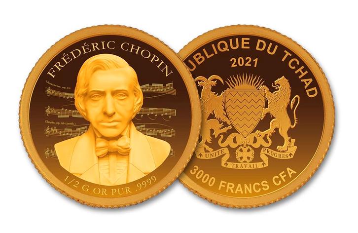 Kleinste goud munt: Frédéric Chopin, Postzegels en Munten, Munten en Bankbiljetten | Verzamelingen, Verzenden