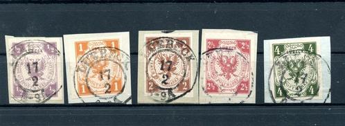 60612-Lübeck 1859 Mi#1-5 op fragmenten €8.250 - P. Winter, Postzegels en Munten, Postzegels | Europa | Duitsland, Gestempeld, Duitse Keizerrijk