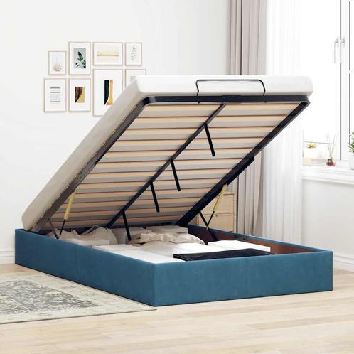 vidaXL Ottoman bedframe zonder matras 120x200 cm fluweel, Huis en Inrichting, Slaapkamer | Bedden, 120 cm, 200 cm, Blauw, Twijfelaar