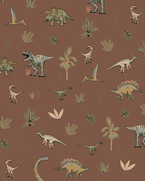French Terry Dinos Bruin, Hobby en Vrije tijd, Stoffen en Lappen, Bruin, Nieuw