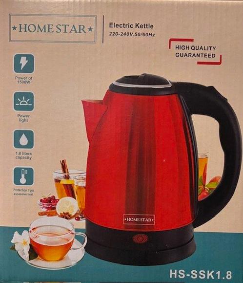 homestar - HomeStar Waterkoker 1.8L - Rood, Doe-het-zelf en Verbouw, Elektra en Kabels, Nieuw, Ophalen of Verzenden
