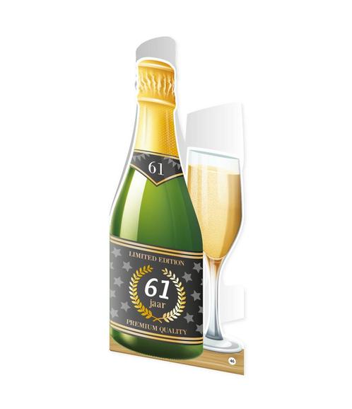 Champagne Kaart 61 Jaar 18cm, Hobby en Vrije tijd, Feestartikelen, Nieuw, Verzenden