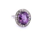 Armring - 18 karaat Witgoud - 6.50ct. tw. Amethist - Diamant, Sieraden, Tassen en Uiterlijk, Antieke sieraden