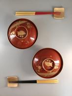 Wajima-nuri lakwerk soepkommen en Kanazawa goudblad