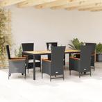 vidaXL 7-delige Tuinset met kussens poly rattan zwart, Tuin en Terras, Tuinsets en Loungesets, 6 zitplaatsen, Nieuw, Tuinset, Verzenden