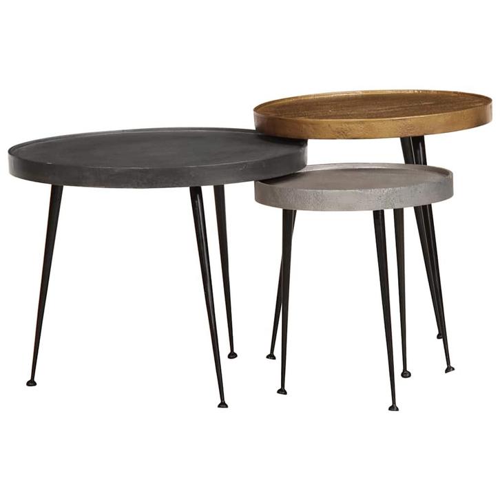 vidaXL Salontafel 3 stuks Multicolor Engineered Wood, Huis en Inrichting, Tafels | Salontafels, Nieuw, Overige houtsoorten, Verzenden