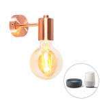 Smart Art Deco wandlamp koper incl. G95 WiFi lichtbron -, Huis en Inrichting, Lampen | Wandlampen, Nieuw, Overige materialen, Modern