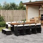 vidaXL 13-delige Tuinset met kussens poly rattan zwart, 2 zitplaatsen, Nieuw, Tuinset, Verzenden