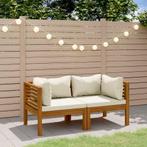 vidaXL Tuinbank 2-zits met crèmekleurig kussen massief, Tuin en Terras, Tuinsets en Loungesets, Verzenden, Nieuw, Hardhout