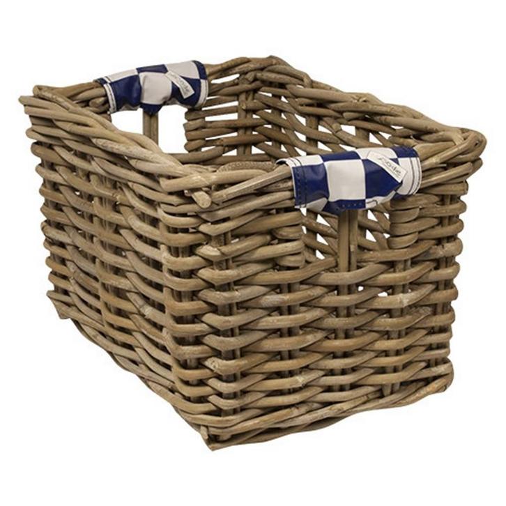 Wicked Rieten Fietsmand XL Navy Checker naturel, Fietsen en Brommers, Fietsaccessoires | Fietsmanden, Nieuw, Verzenden