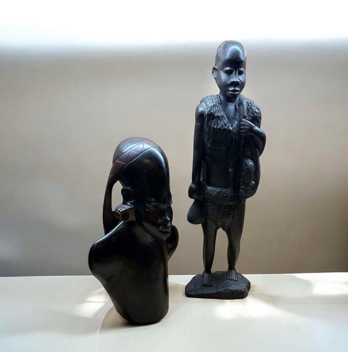 Afrikaanse beeldhouwwerken van ebbenhouten hout – Jager &, Antiek en Kunst, Kunst | Niet-Westerse kunst
