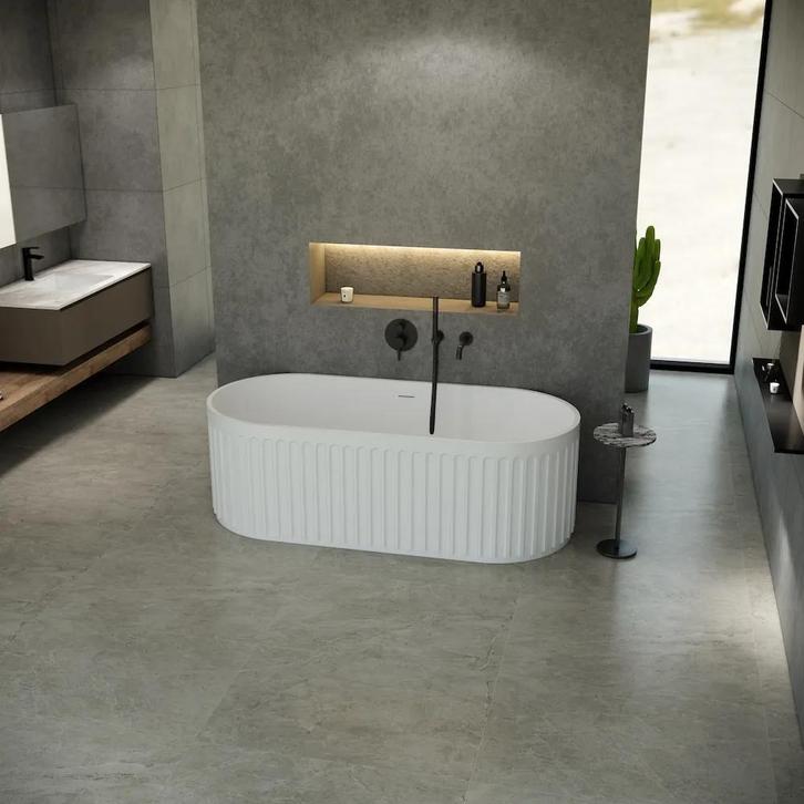 Solid Surface Retro vrijstaand bad 170x75x55cm mat wit, Doe-het-zelf en Verbouw, Sanitair, Verzenden