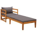 vidaXL Ligbed met donkergrijze kussens massief acaciahout, Tuin en Terras, Verzenden, Nieuw, Hardhout