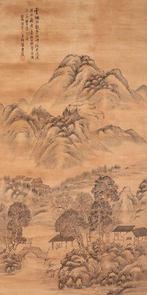 Very fine landscape painting, signed - . - China - Qing
