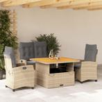 vidaXL 4-delige Tuinset met kussens poly rattan beige, 4 zitplaatsen, Nieuw, Tuinset, Verzenden