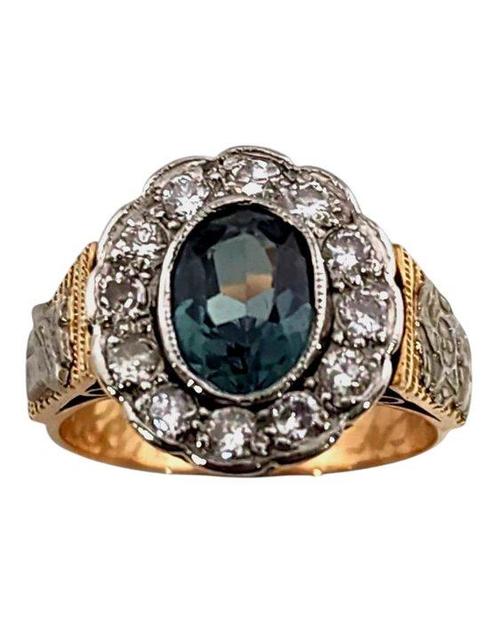Ring - 14 karaat Roségoud, Antieke 14K roségouden ring met, Sieraden, Tassen en Uiterlijk, Ringen