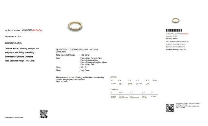 Zonder Minimumprijs - Ring - 14 karaat Geel goud - 1.52ct., Sieraden, Tassen en Uiterlijk, Ringen