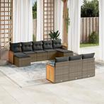 vidaXL 10-delige Loungeset met kussens poly rattan grijs, Verzenden, Nieuw, Rotan, Loungeset