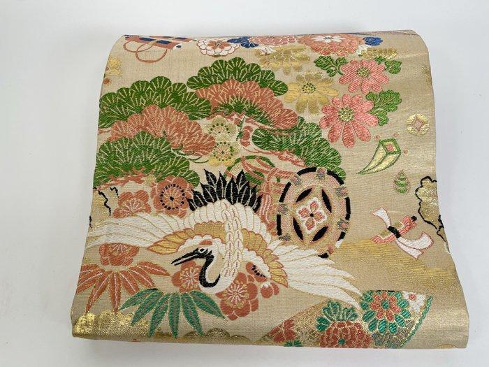 Antieke Fukuro Obi – Zuiver zijde – Kraanvogels en, Antiek en Kunst, Antiek | Overige Antiek