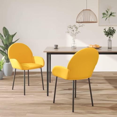 vidaXL Eetkamerstoelen 2 st fluweel geel, Huis en Inrichting, Stoelen, Nieuw, Verzenden