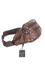 Heuptasje Echt Leer Vakjes Fanny Pack Donkerbruin Donker Bru, Ophalen of Verzenden, Nieuw, Bruin, Overige typen