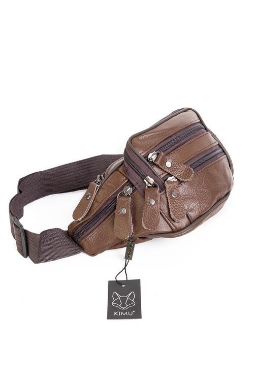 Heuptasje Echt Leer Vakjes Fanny Pack Donkerbruin Donker Bru, Sieraden, Tassen en Uiterlijk, Tassen | Damestassen, Overige typen