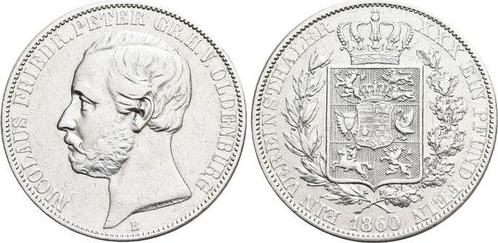 Vereinstaler, daalder 1860 B Oldenburg Nicolaus Friedrich..., Postzegels en Munten, Munten | Europa | Niet-Euromunten, Verzenden