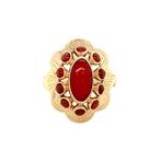 Gouden entourage ring met bloedkoraal 14 krt, Sieraden, Tassen en Uiterlijk, Ringen, Ophalen of Verzenden, Nieuw