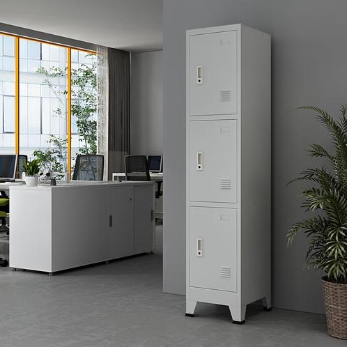 [en.casa] Lockerkast Joroinen 180x38x45 cm staal met 3 deure, Huis en Inrichting, Kasten | Lockerkasten, Verzenden