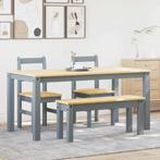 vidaXL 4-delige Eetset Panama massief grenenhout grijs, Huis en Inrichting, Complete eetkamers, Verzenden, Nieuw